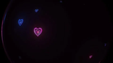 Shiny Floating Hearts Falling Blinking 4K Overlay Video Effect Black Screen Stock Footage 289912983