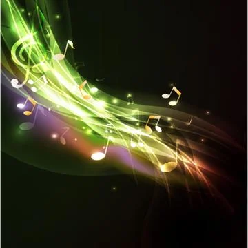 Shiny flow music note background and space for your text, vector illustration Stock Illustration