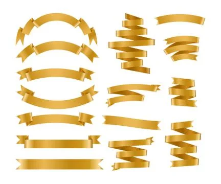 Shiny foil gold ribbons set retro tape sale vector Stock Illustration