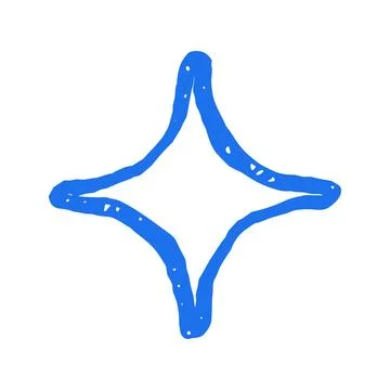 Shiny Four Point Star Sparkle Hand Drawn Grunge Vector Illustration For Magic Stock Illustration