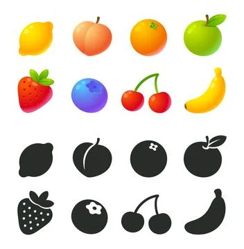 Shiny fruit silhouette 스톡 일러스트