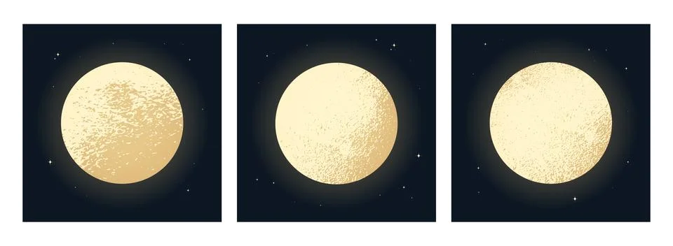 Shiny full moons on night sky. Vector illustration Stock Illustration
