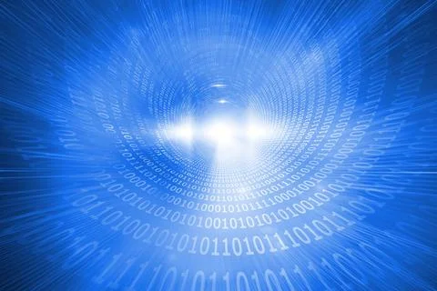 Shiny futuristic binary code spiral Stock Photos