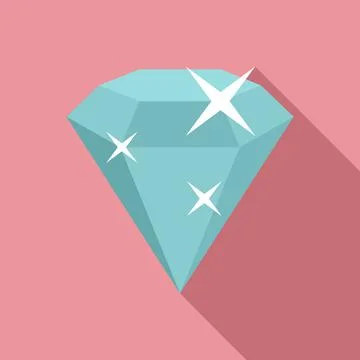 Shiny game diamond icon, flat style Stock Illustration