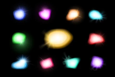 Shiny gems pack isolated on black background. Jewelry symbol. Gem stone. Stock Illustration