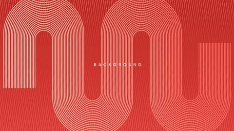 Shiny geometric lines on red background. Glowing diagonal rounded lines patte Stock Illustration