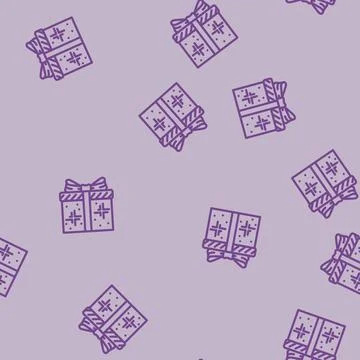 Shiny gift box line vector seamless pattern 스톡 일러스트