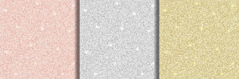 Shiny Glitter Seamless Patterns set. Repeat holiday backgrounds Stock Illustration