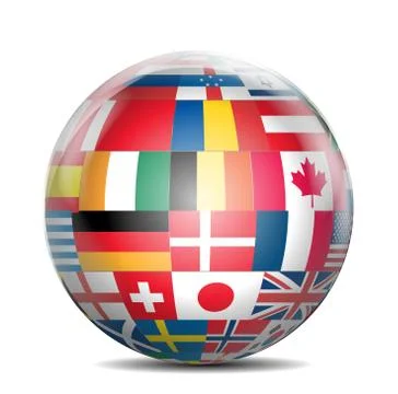 Shiny globe with flags of the world 스톡 일러스트