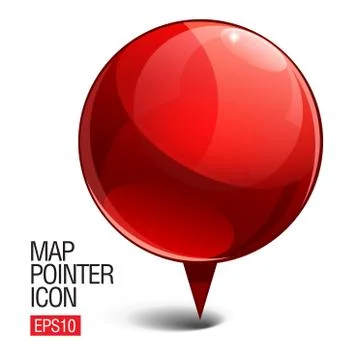 Shiny gloss red Map pointer icon. Vector illustration 스톡 일러스트