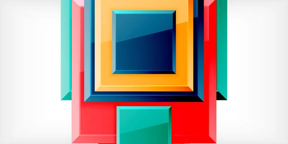 Shiny glossy metallic or plastic square design background. Vector Illustration Stock Illustration