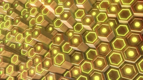 Shiny Gold 3D Hexagons Background Stock Footage 262629753