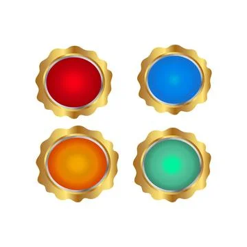 Shiny Gold Award Emblems Set blank medal Emtpy Badge Medal for Best Performance Stock Illustration