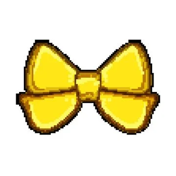 Shiny gold bow pixel art vector illustration Stock Illustration