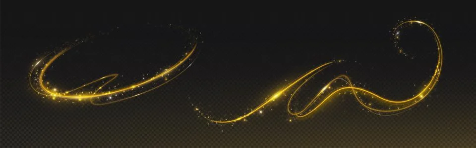 Shiny gold magic light trail set Stock Illustration