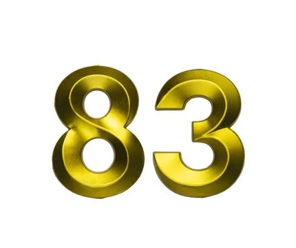 A shiny gold single number eighty-three with a swirling, reflective metalli.. Stock Photos