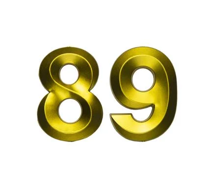 A shiny gold single number eighty-nine with a swirling, reflective metallic.. Stock Photos