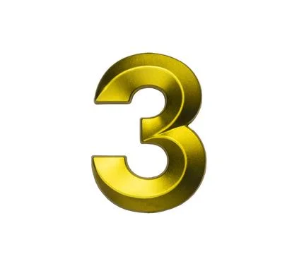 A shiny gold single number three with a swirling, reflective metallic textu.. Stock Photos