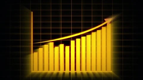 Shiny golden bar graph animation business success data visualization econom.. Stock Footage 321444040