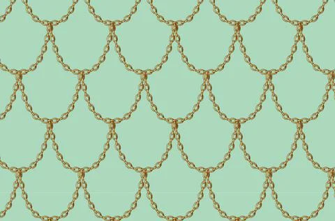 Shiny golden chains background. 3D realistic metallic glowing texture. Gold Stock-Illustration