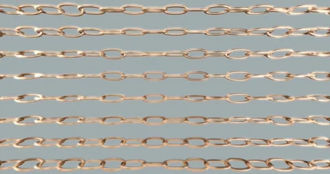 Shiny Golden Chains in Horizontal Rows on Minimal Background Stock Footage 284449383