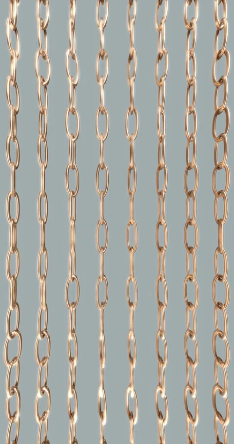 Shiny Golden Chains in Vertical Rows on Minimal Background Stock Footage 284449386