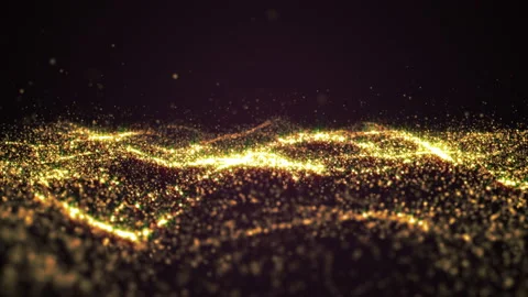 Shiny golden glitter waves background video Stock Footage 208831483