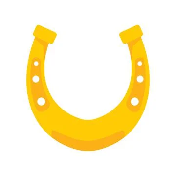 Shiny golden horseshoe vector flat icon Stock Illustration