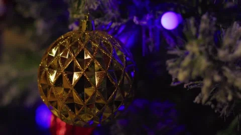 Shiny Golden Ornament With Triangle Pattern Multicolor Led At Background Stock Footage 325326933
