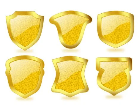 Shiny golden shields with dotted pattern Stock Illustration