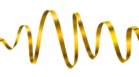 Shiny Golden Wavy Ribbon Isolated on White. Stock Illustration