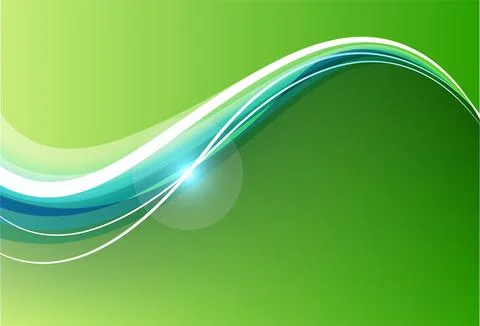 Shiny green gradient abstract background with wavy lines vector Stock Illustration