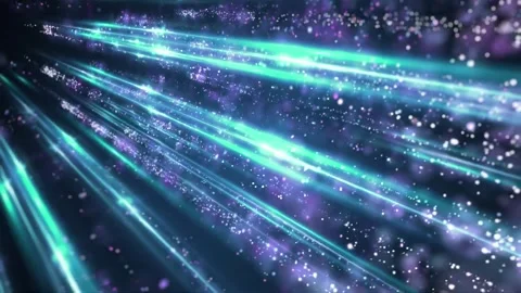 Shiny green laser lines with tiny purple particles motion background Stock Footage 268192756