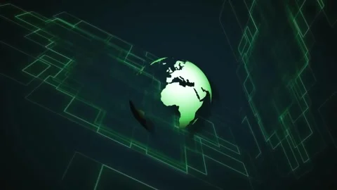 Shiny green neon rectangle moving with green globe  Stock-Footage 255723692