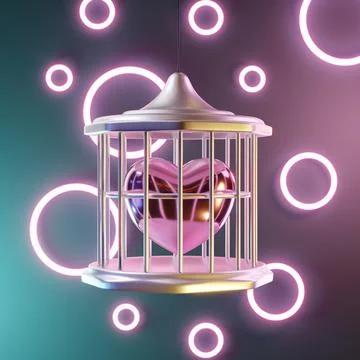 Shiny Heart In A Cage Stock Illustration