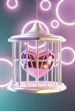 Shiny Heart In A Cage Stock Illustration