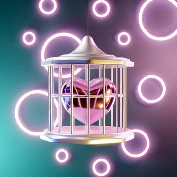Shiny Heart In A Cage Stock Illustration