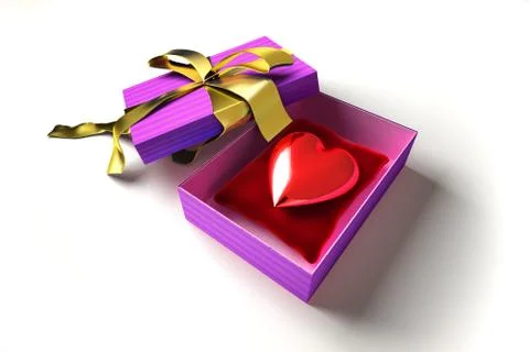 Shiny heart into a gift box. Stock Illustration