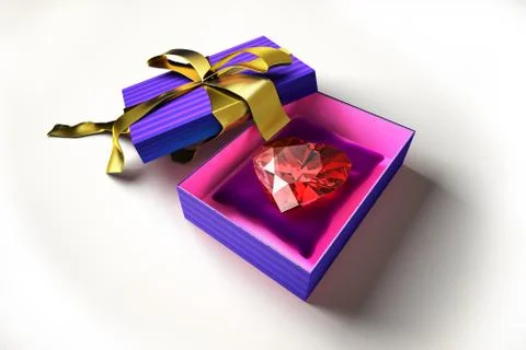 Shiny heart into a gift box. Stock Illustration