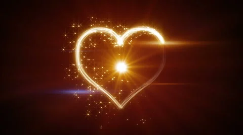 Shiny heart shape yellow light streaks loopable Stock Footage 40943301
