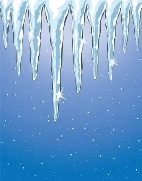 Shiny icicles and snowfall Stock Illustration