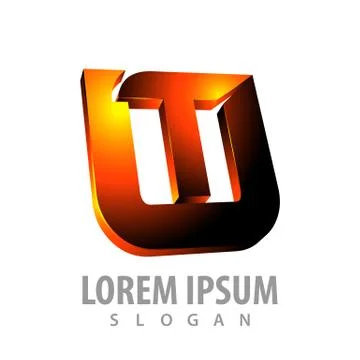 Shiny initial letter UT concept design. 3D style symbol graphic template elem Stock Illustration