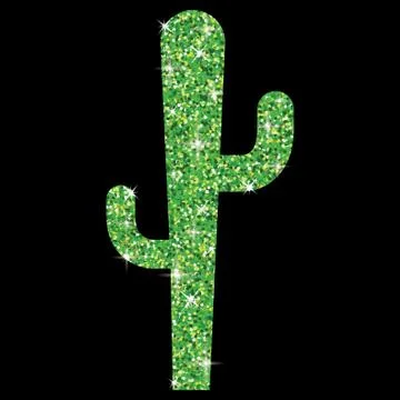Shiny iridescent glitter cactus in vector format Stock Illustration