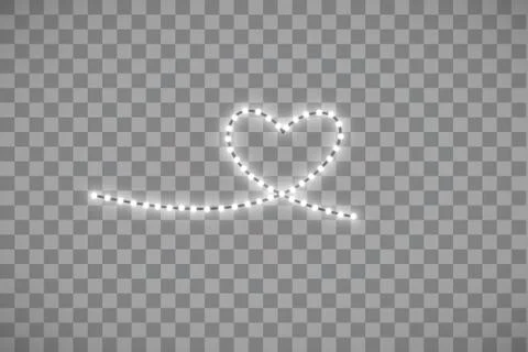 Shiny LED strip in the shape of a heart on a transparent background Stock Illustration