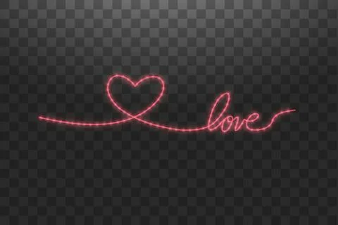 Shiny LED strip in the shape of a heart on a transparent background Stock Illustration