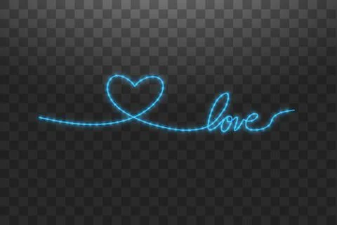 Shiny LED strip in the shape of a heart on a transparent background Stock Illustration