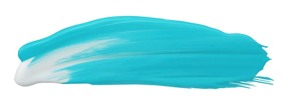 Shiny light blue liquid from separate brush strokes on white background. Stock Photos