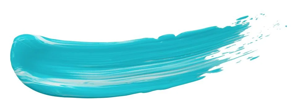 Shiny light blue liquid from separate brush strokes on white background. Stock Photos