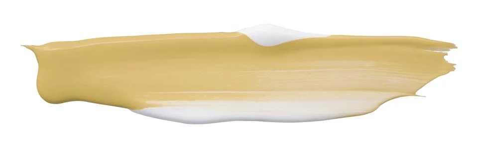 Shiny light brown liquid from separate brush strokes on white background. Stock Photos