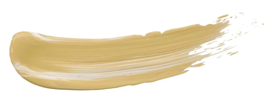 Shiny light brown liquid from separate brush strokes on white background. Stock Photos